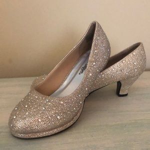 Silver Slippers Crystal Heels